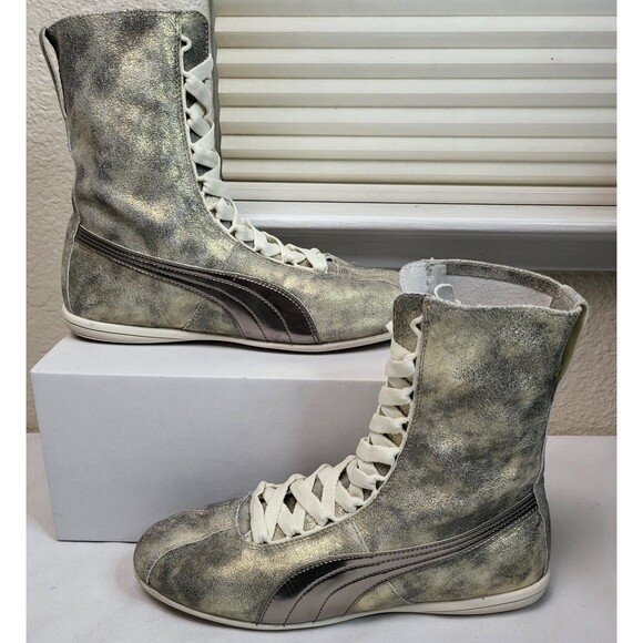 Puma Eskiva Womens Metallic Gold High Top Boxing Shoes Sneakers US 8 UK 5.5 - Picture 6 of 13